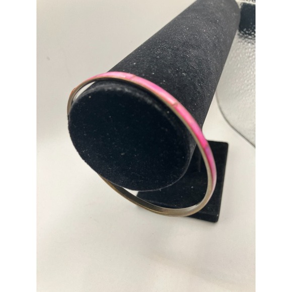 Vintage Pink Mother of Pearl Bangle 2.75 Inch Wide Bracelet! - Picture 8 of 11